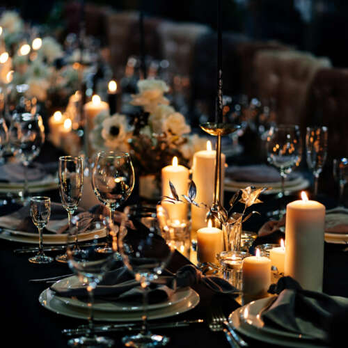 Festive,Table,Setting,With,Candles,For,Wedding,Party,In,The